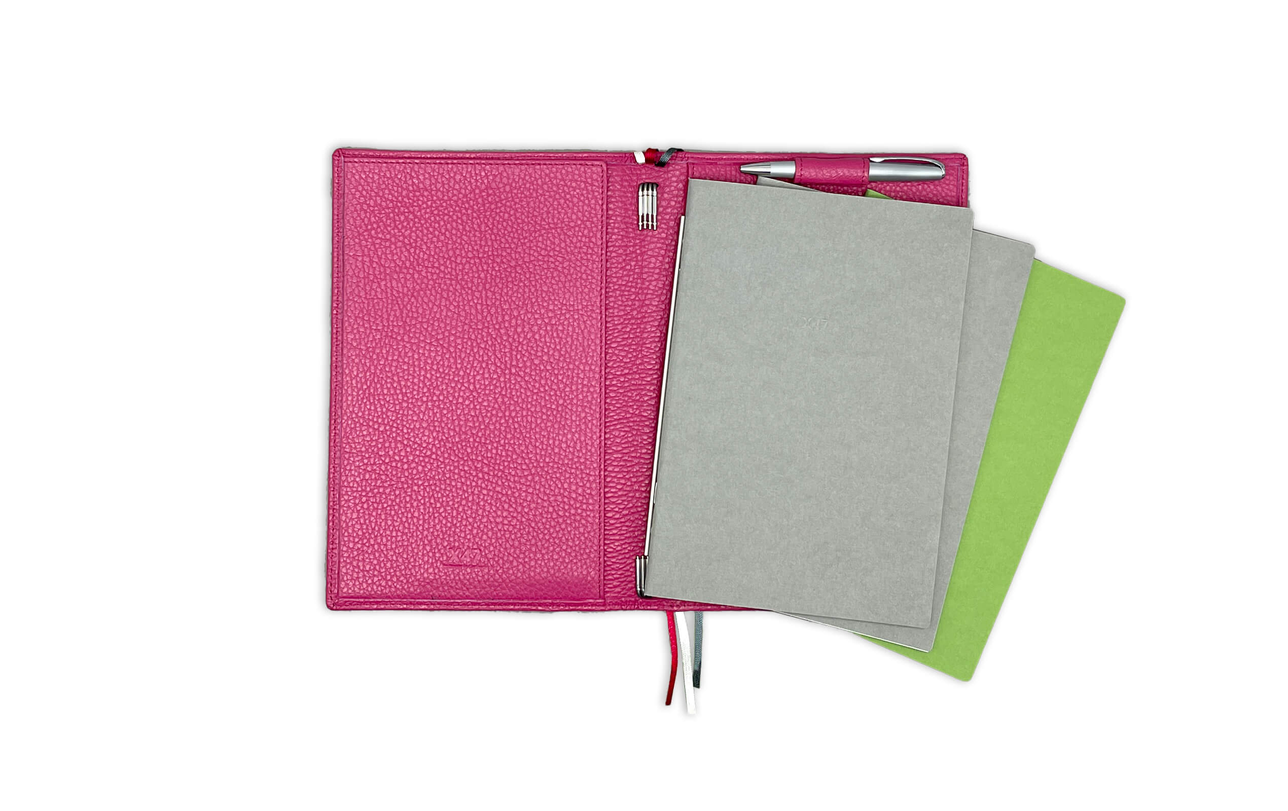 X47 KOMPLETT PAKET A5 SLIMLINE A5 Classic, naturgenarbt, fuchsia