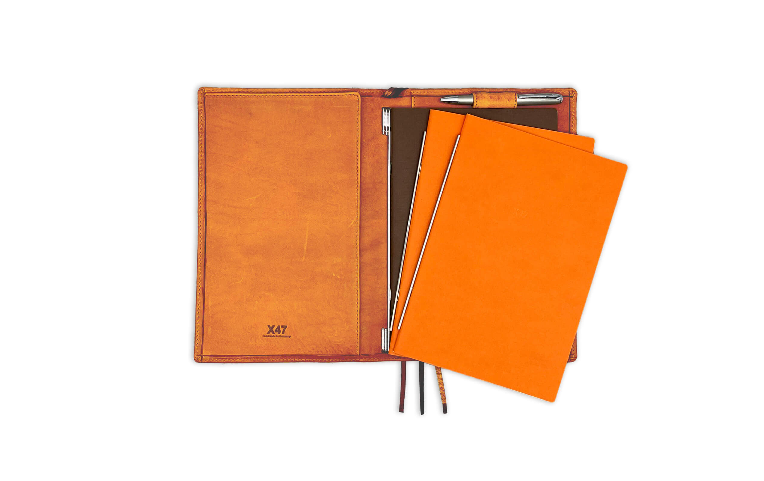 X47 KOMPLETT PAKET A5 SLIMLINE A5 Premium Leder, natur, cognac