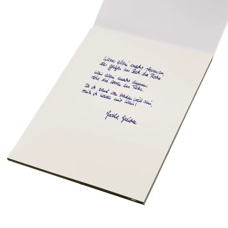 Briefpapier DIN A4 aus einem Schreibblock mit handgeschriebenem Zitat von Johann Wolfgang von Goethe in blauer Tinte.