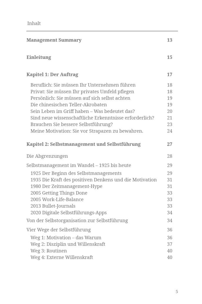Gliederung zum Buch: Erfolg durch Selbstführung 1 In 10 Minuten zu Erfolg, Ruhe und Gelassenheit